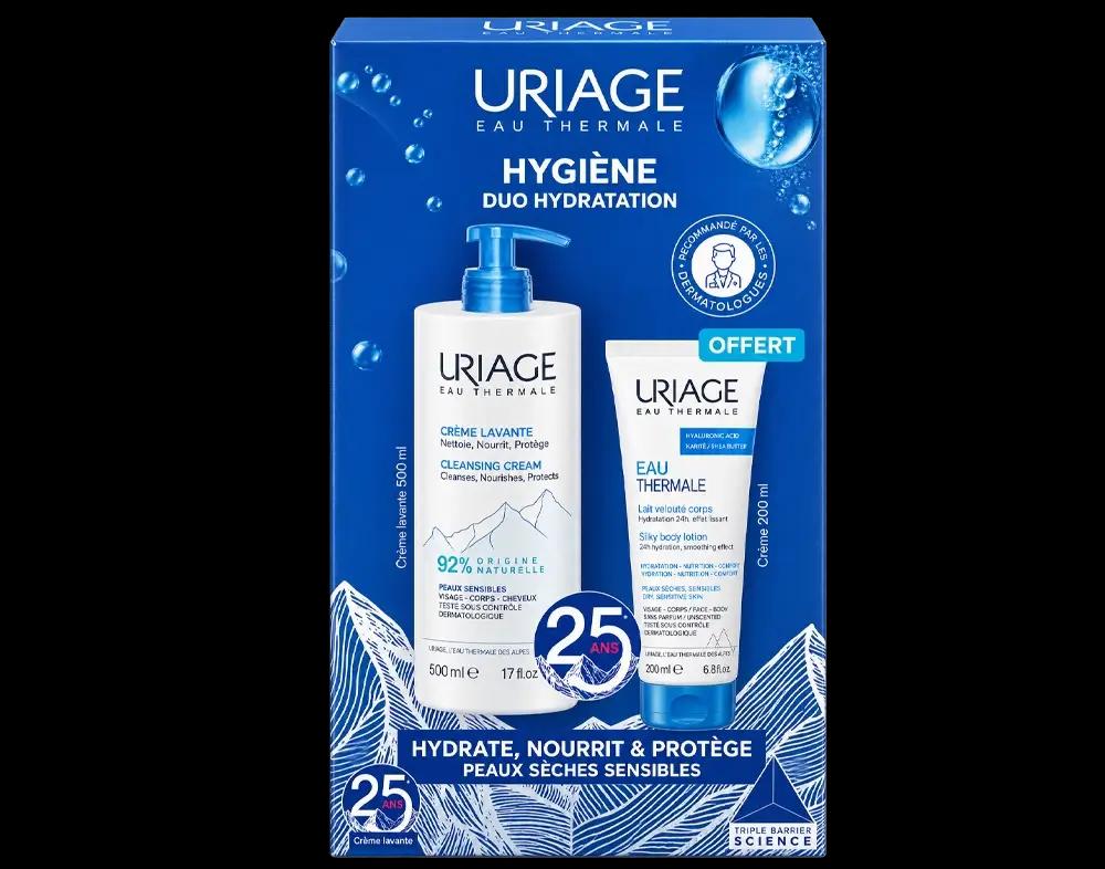 Uriage Hygiène Duo Hydratation Crème Lavante 500 ml + Lait Velouté Corps 200 ml Offert