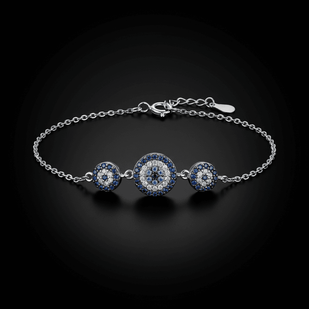 Bracelet Œil Grec Nazar Argent 925 Rhodié