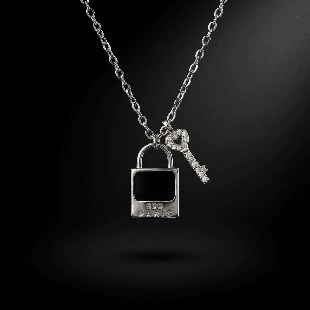 Collier Lock & Key Argent 925 Rhodié