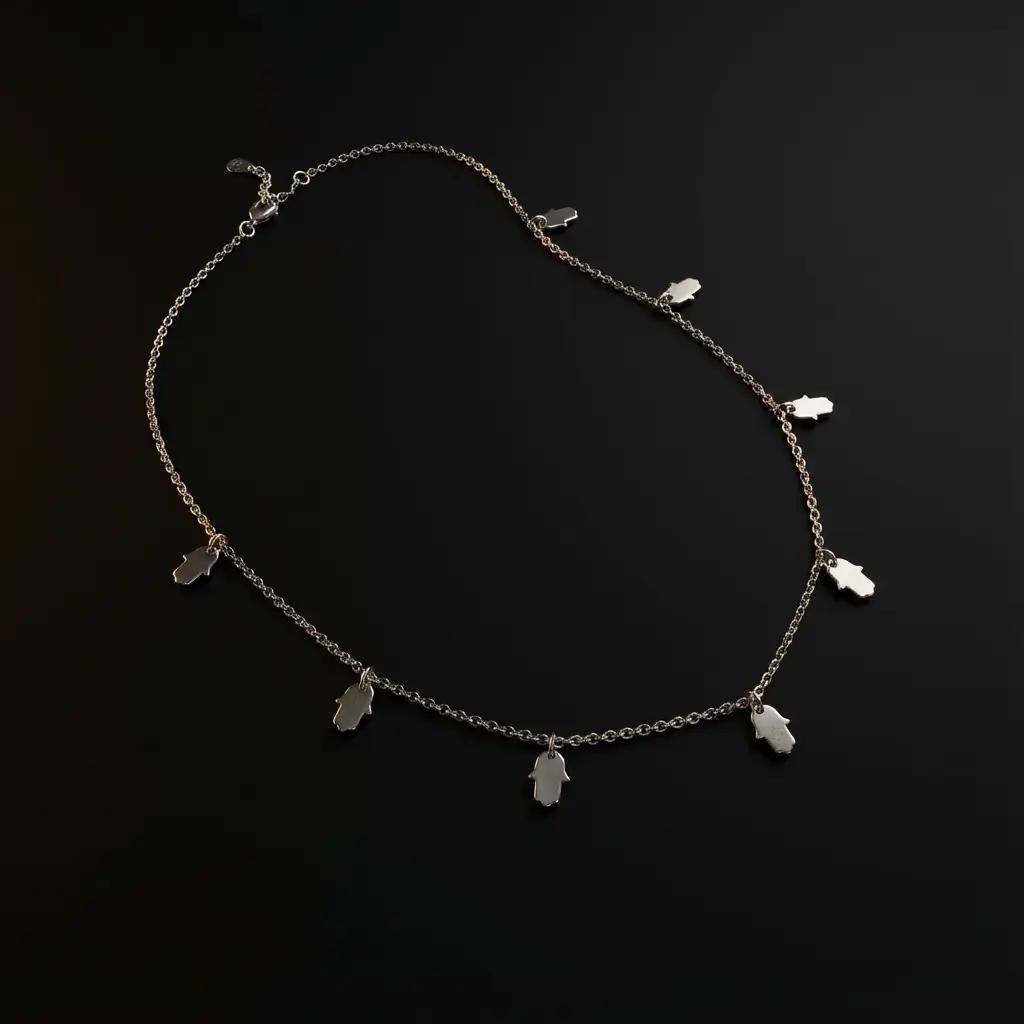 Collier Ras de Cou Khmissa Argent 925 Rhodié